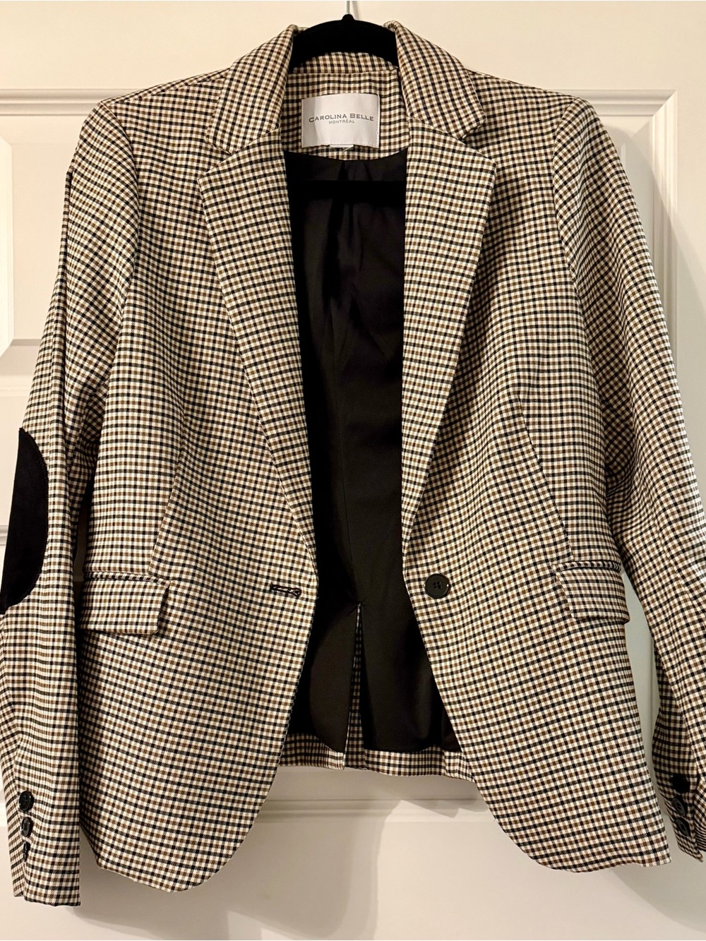 Carolina Belle Montreal Houndstooth Blazer Jacket with Elbow Patches